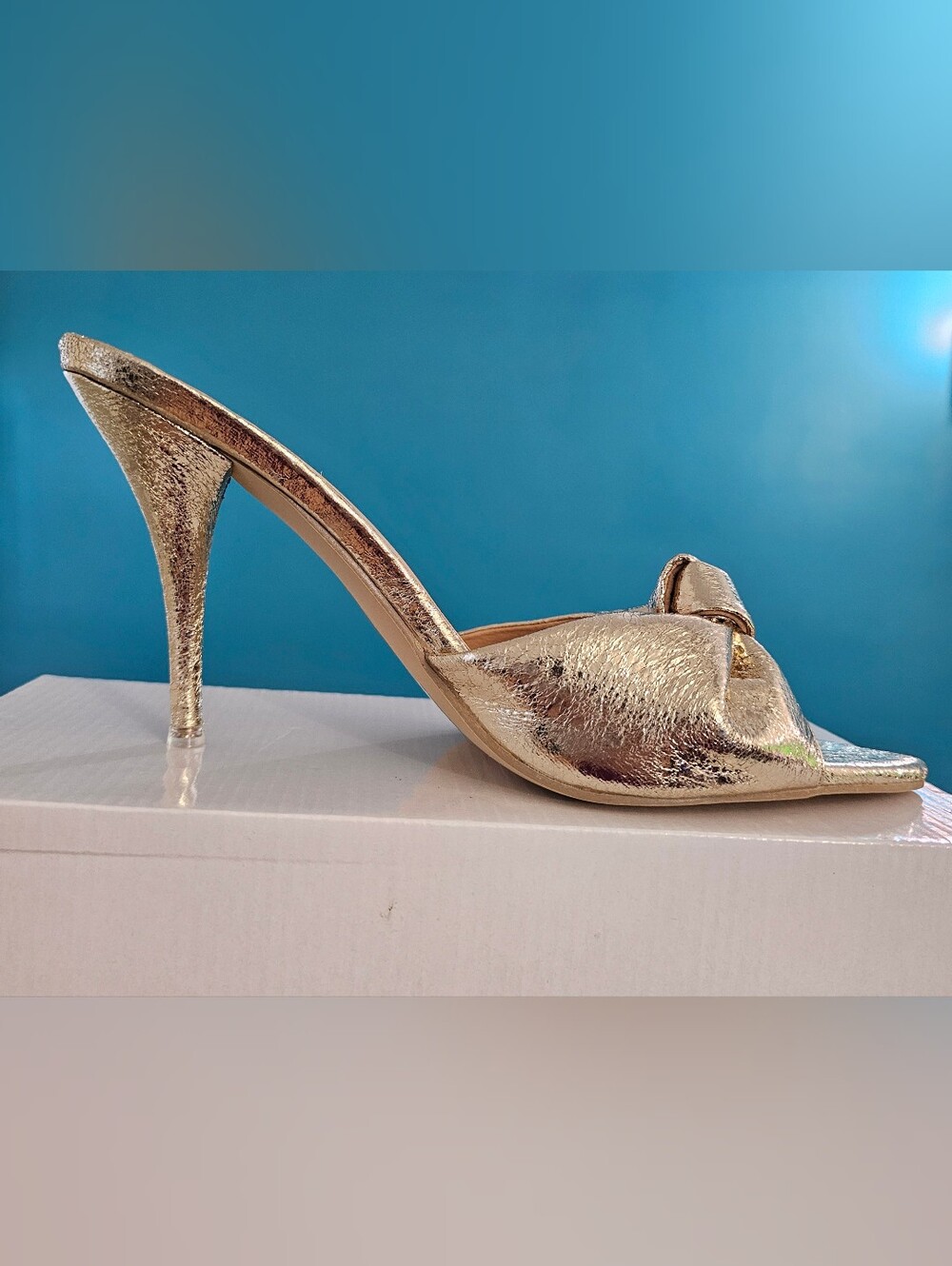 Gold Metallic Open-Toe Women’s Heel